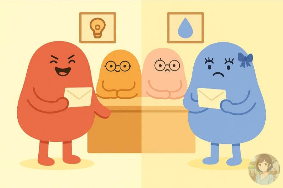 脳からホルモン指令が届くことをキャラクターに手紙が届くたとえでイメージ