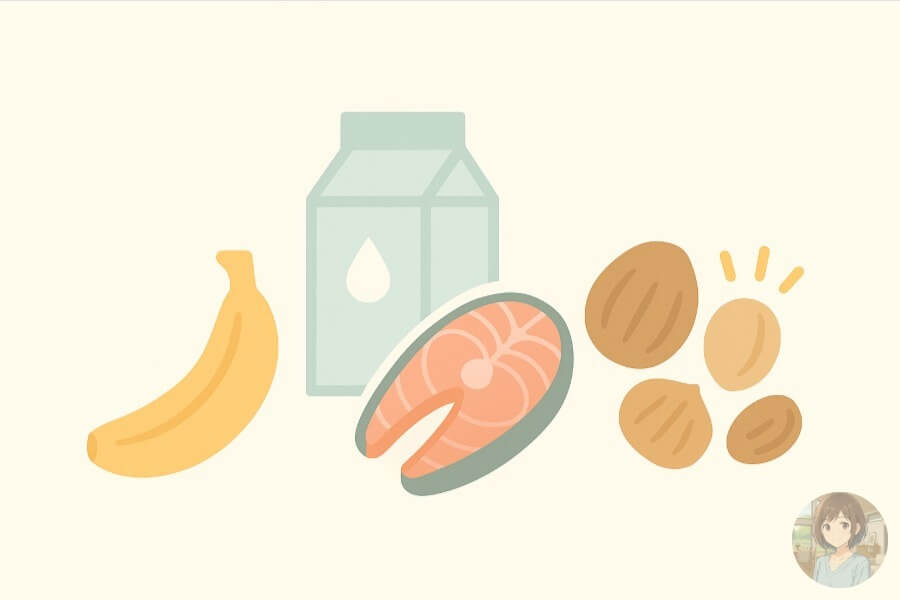 トリプトファンを含む食品をイラストでイメージ